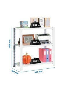 Estantería SIMONOFFICE OFFICLICK 3/300 metal i.m. Blanco/blanco | Estantería metálica OFFICLICK sin tornillos para oficina