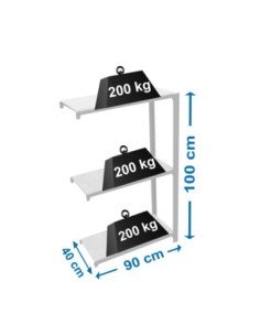 Estantería SIMONOFFICE OFFICLICK 3/400 metal a.m. Gris/blanco | Estantería metálica OFFICLICK sin tornillos para oficina
