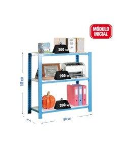 Estantería SIMONOFFICE OFFICLICK 3/400 metal i.m. Azul/blanco | Estantería metálica OFFICLICK sin tornillos para oficina