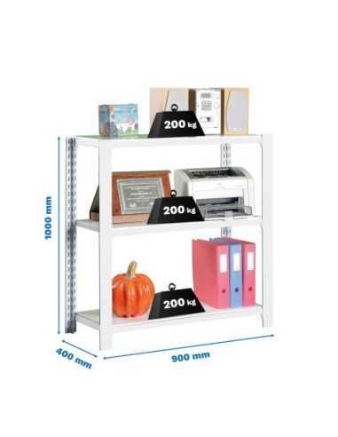 Estantería SIMONOFFICE OFFICLICK 3/400 metal i.m. Blanco/blanco | Estantería metálica OFFICLICK sin tornillos para oficina