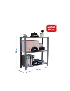 Estantería SIMONOFFICE OFFICLICK 3/400 metal i.m. Gris/blanco | Estantería metálica OFFICLICK sin tornillos para oficina