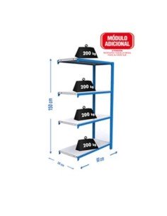 Estantería SIMONOFFICE OFFICLICK 4/300 metal a.m. Azul/blanco | Estantería metálica OFFICLICK sin tornillos para oficina