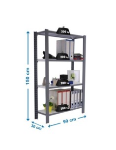 Estantería SIMONOFFICE OFFICLICK 4/300 metal i.m. Gris/blanco | Estantería metálica OFFICLICK sin tornillos para oficina