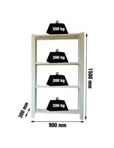 Estantería SIMONOFFICE OFFICLICK 4/300 metal i.m. Gris/gris | Estantería metálica OFFICLICK sin tornillos para oficina