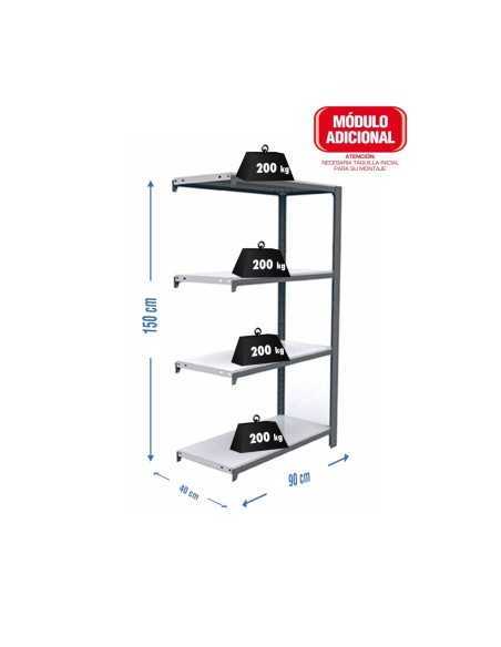 Estantería SIMONOFFICE OFFICLICK 4/400 metal a.m. Gris/blanco | Estantería metálica OFFICLICK sin tornillos para oficina