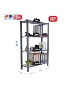 Estantería SIMONOFFICE OFFICLICK 4/400 metal i.m. Gris/blanco | Estantería metálica OFFICLICK sin tornillos para oficina