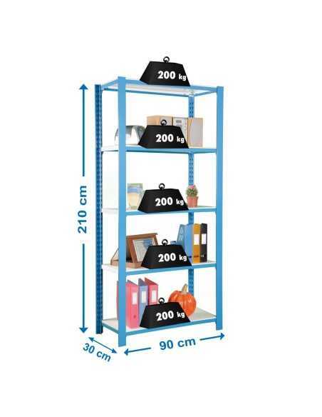 Estantería SIMONOFFICE OFFICLICK 5/300 metal i.m. Azul/blanco | Estantería metálica OFFICLICK sin tornillos para oficina