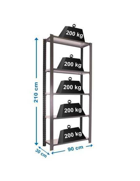 Estantería SIMONOFFICE OFFICLICK 5/300 metal i.m. Gris/blanco | Estantería metálica OFFICLICK sin tornillos para oficina