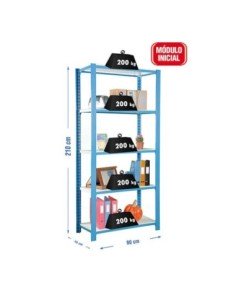 Estantería SIMONOFFICE OFFICLICK 5/400 metal i.m. Azul/blanco | Estantería metálica OFFICLICK sin tornillos para oficina