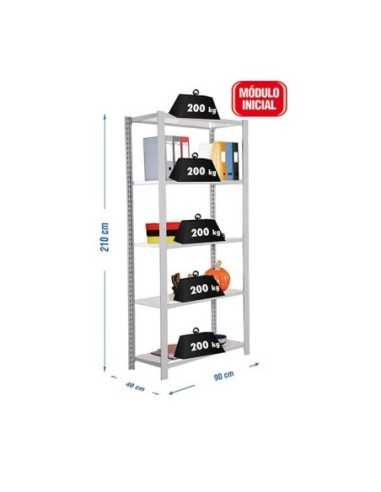 Estantería SIMONOFFICE OFFICLICK 5/400 metal i.m. Gris/blanco | Estantería metálica OFFICLICK sin tornillos para oficina