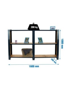 Estantería SIMONRACK Officlick 3/300 wood 1600 antracita/osb | Estantería metálica SimonRack para cargas de 300 kg