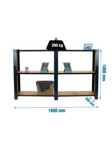 Estantería SIMONRACK Officlick 3/300 wood 1600 antracita/osb | Estantería metálica SimonRack para cargas de 300 kg