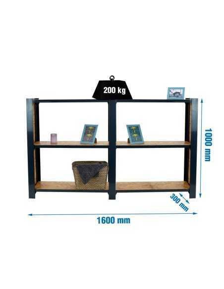 Estantería SIMONRACK Officlick 3/300 wood 1600 antracita/osb | Estantería metálica SimonRack para cargas de 300 kg