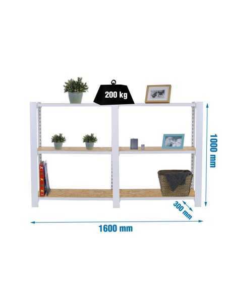 Estantería SIMONRACK Officlick 3/300 wood 1600 blanco/osb | Estantería metálica SimonRack para cargas de 300 kg