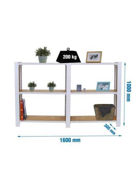 Estantería SIMONRACK Officlick 3/300 wood 1600 blanco/osb + tapas 1000 | Estantería metálica SimonRack para cargas de 300 kg