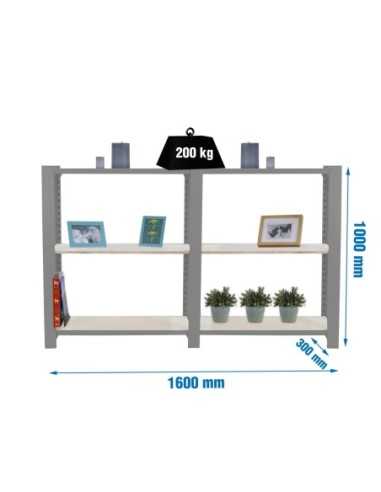 Estantería SIMONRACK Officlick 3/300 wood 1600 gris/osb | Estantería metálica SimonRack para cargas de 300 kg