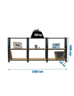 Estantería SIMONRACK Officlick 3/300 wood 2400 antracita/osb | Estantería metálica SimonRack para cargas de 300 kg