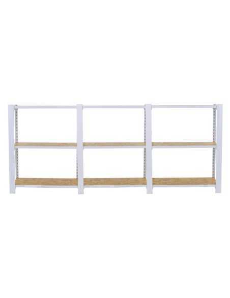 Estantería SIMONRACK Officlick 3/300 wood 2400 blanco/osb | Estantería metálica SimonRack para cargas de 300 kg