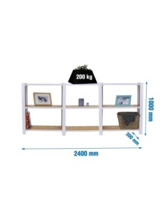 Estantería SIMONRACK Officlick 3/300 wood 2400 blanco/osb + tapas 1000 | Estantería metálica SimonRack para cargas de 300 kg