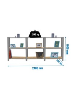 Estantería SIMONRACK Officlick 3/300 wood 2400 gris/osb | Estantería metálica SimonRack para cargas de 300 kg