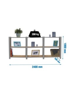 Estantería SIMONRACK Officlick 3/300 wood 2400 gris/osb + tapas 1000 | Estantería metálica SimonRack para cargas de 300 kg