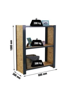 Estantería SIMONRACK Officlick 3/300 wood 800 antraci/osb + tapas 1000 | Estantería metálica SimonRack para cargas de 300 kg