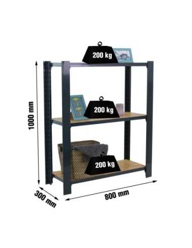 Estantería SIMONRACK Officlick 3/300 wood 800 antracita/osb | Estantería metálica SimonRack para cargas de 300 kg