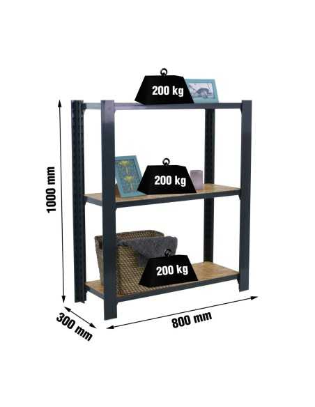 Estantería SIMONRACK Officlick 3/300 wood 800 antracita/osb | Estantería metálica SimonRack para cargas de 300 kg