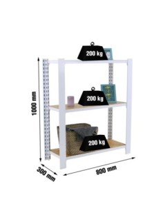 Estantería SIMONRACK Officlick 3/300 wood 800 blanco/osb | Estantería metálica SimonRack para cargas de 300 kg