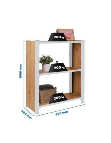 Estantería SIMONRACK Officlick 3/300 wood 800 blanco/roble nodi | Mesa de trabajo SimonRack profesional y resistente