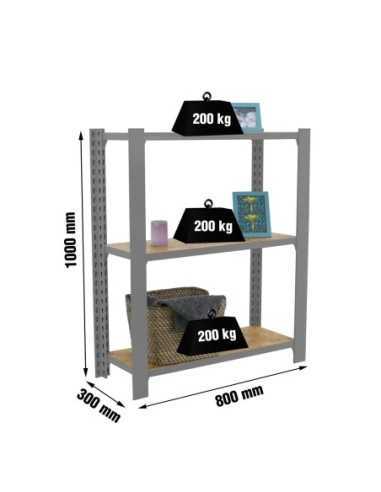 Estantería SIMONRACK Officlick 3/300 wood 800 gris/osb | Estantería metálica SimonRack para cargas de 300 kg