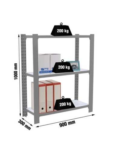 Estantería SIMONRACK Officlick 3/300 wood i.m. Gris/blanco | Estantería metálica SimonRack para cargas de 300 kg