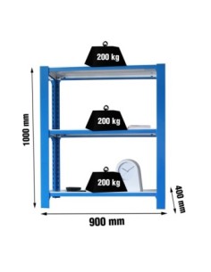Estantería SIMONRACK Officlick 3/400 wood i.m. Azul/blanco | Estantería metálica SimonRack para cargas de 300 kg