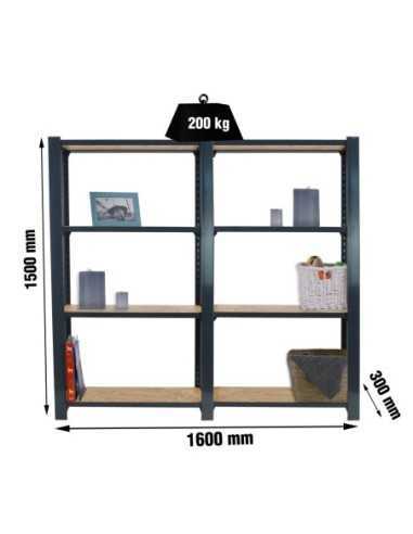 Estantería SIMONRACK Officlick 4/300 wood 1600 antraci/osb + tapas 1500 | Estantería metálica SimonRack para cargas de 300 kg