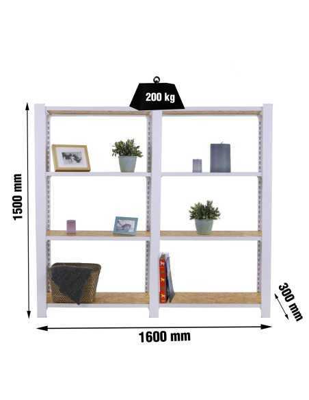 Estantería SIMONRACK Officlick 4/300 wood 1600 blanco/osb | Estantería metálica SimonRack para cargas de 300 kg
