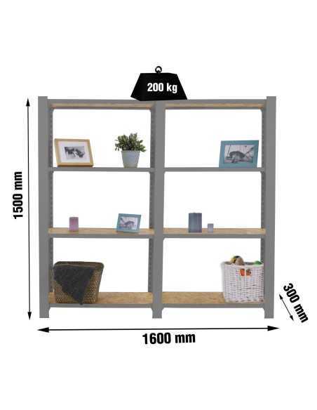 Estantería SIMONRACK Officlick 4/300 wood 1600 gris/osb | Estantería metálica SimonRack para cargas de 300 kg
