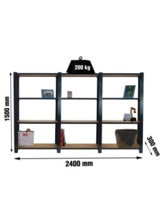 Estantería SIMONRACK Officlick 4/300 wood 2400 antraci/osb + tapas 1500 | Estantería metálica SimonRack para cargas de 300 kg