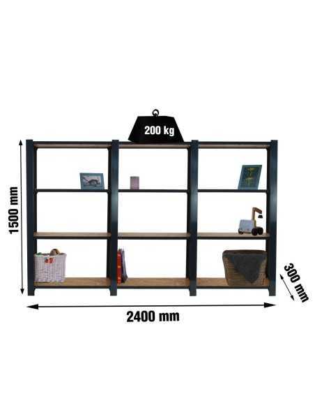 Estantería SIMONRACK Officlick 4/300 wood 2400 antraci/osb + tapas 1500 | Estantería metálica SimonRack para cargas de 300 kg
