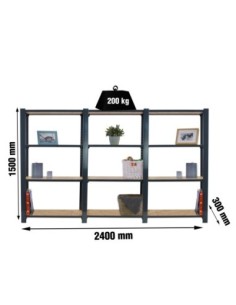 Estantería SIMONRACK Officlick 4/300 wood 2400 antracita/osb | Estantería metálica SimonRack para cargas de 300 kg