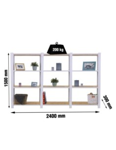 Estantería SIMONRACK Officlick 4/300 wood 2400 blanco/osb | Estantería metálica SimonRack para cargas de 300 kg