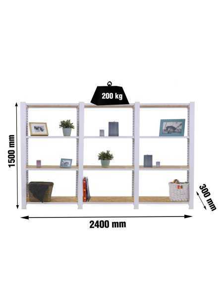 Estantería SIMONRACK Officlick 4/300 wood 2400 blanco/osb | Estantería metálica SimonRack para cargas de 300 kg