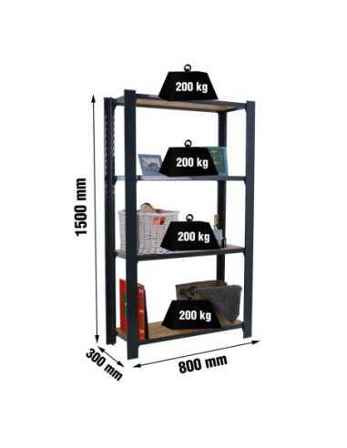 Estantería SIMONRACK Officlick 4/300 wood 800 antracita/osb | Estantería metálica SimonRack para cargas de 300 kg