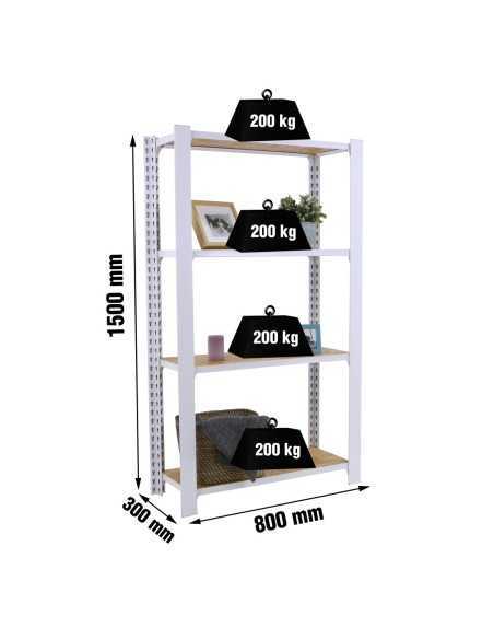 Estantería SIMONRACK Officlick 4/300 wood 800 blanco/osb | Estantería metálica SimonRack para cargas de 300 kg