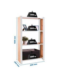 Estantería SIMONRACK Officlick 4/300 wood 800 blanco/roble nodi | Mesa de trabajo SimonRack profesional y resistente