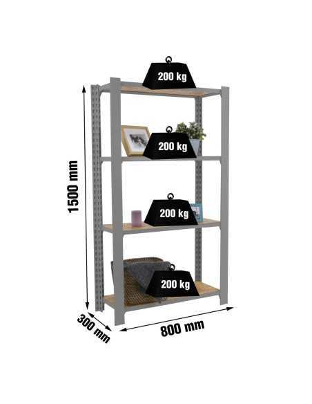 Estantería SIMONRACK Officlick 4/300 wood 800 gris/osb | Estantería metálica SimonRack para cargas de 300 kg