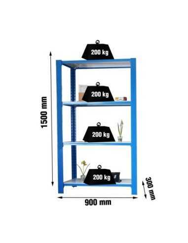 Estantería SIMONRACK Officlick 4/300 wood i.m. Azul/blanco | Estantería metálica SimonRack para cargas de 300 kg
