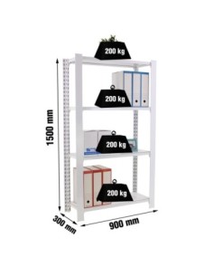 Estantería SIMONRACK Officlick 4/300 wood i.m. Blanco/blanco | Estantería metálica SimonRack para cargas de 300 kg