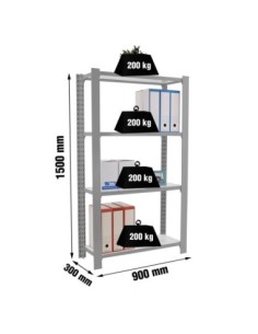 Estantería SIMONRACK Officlick 4/300 wood i.m. Gris/blanco | Estantería metálica SimonRack para cargas de 300 kg