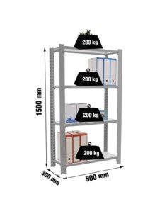 Estantería SIMONRACK Officlick 4/300 wood i.m. Gris/blanco | Estantería metálica SimonRack para cargas de 300 kg