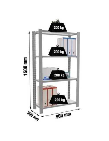 Estantería SIMONRACK Officlick 4/300 wood i.m. Gris/blanco | Estantería metálica SimonRack para cargas de 300 kg